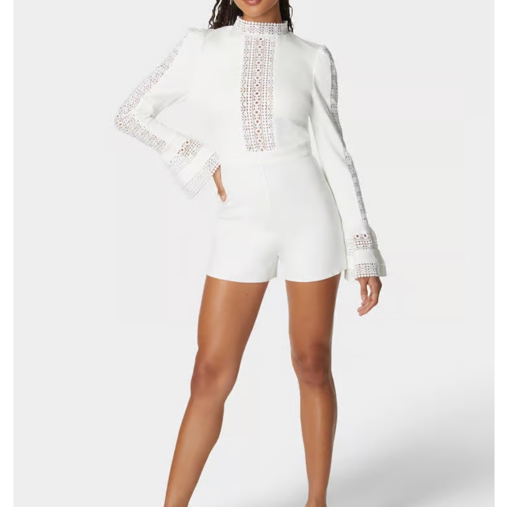 BEBE ruffle bell sleeve romper
